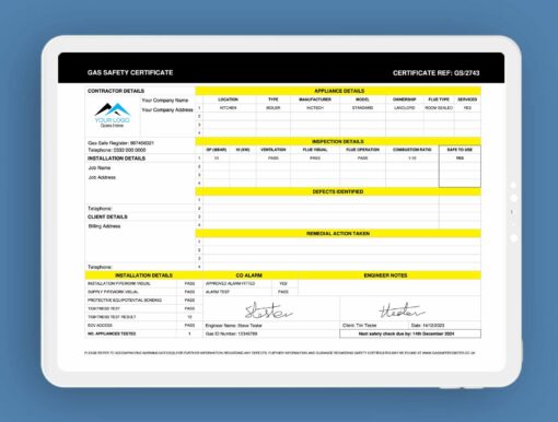 Gas Safety Certificate ServiceM8 Form - Digital Product