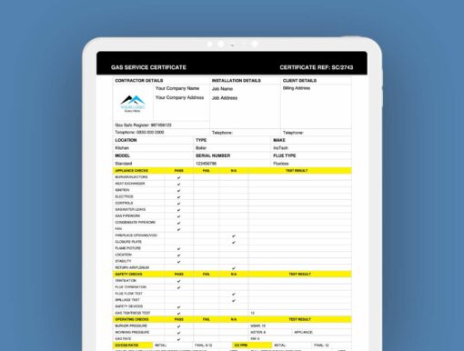 Gas Service Record - Landlord and Homeowners Certificate - ServiceM8 Form - Digital Product