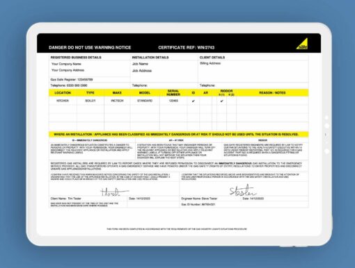 Danger Do Not Use Warning Notice ServiceM8 Form - Digital Product