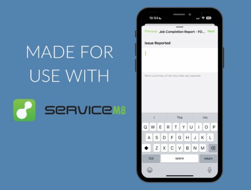 job completion report on the ServiceM8 app