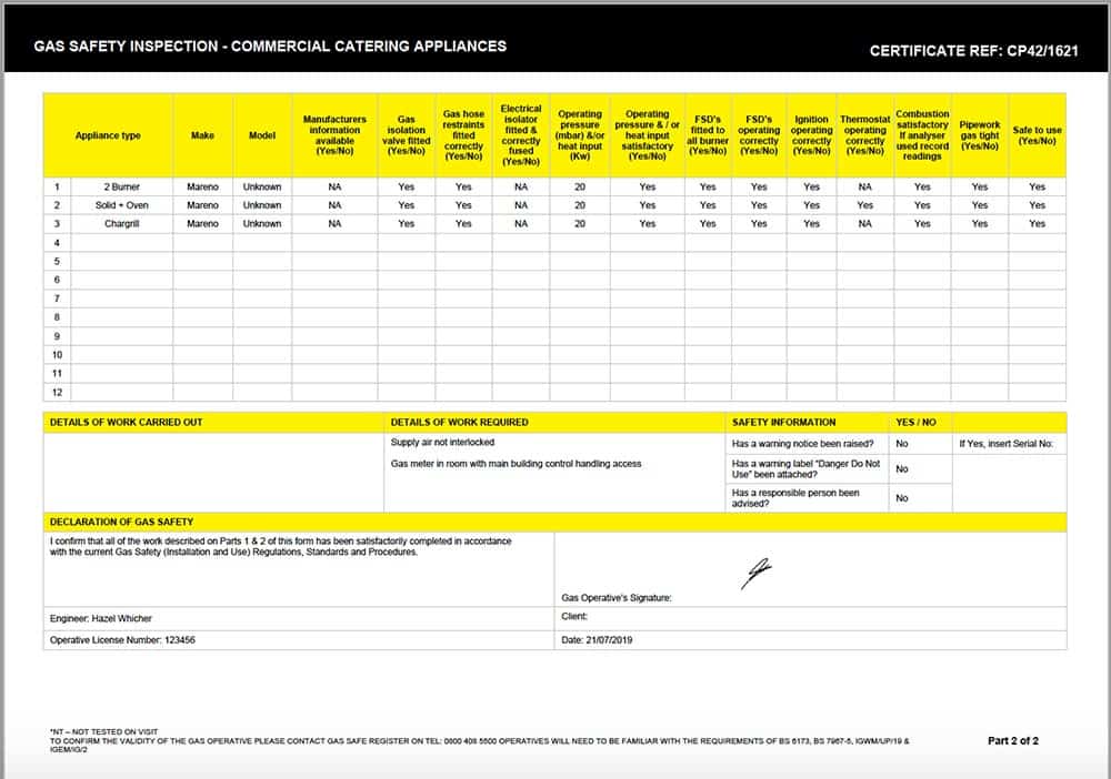 CP42 Commercial Catering Appliances Form