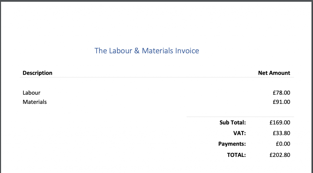 ServiceM8 Labour & Materials Invoice Style