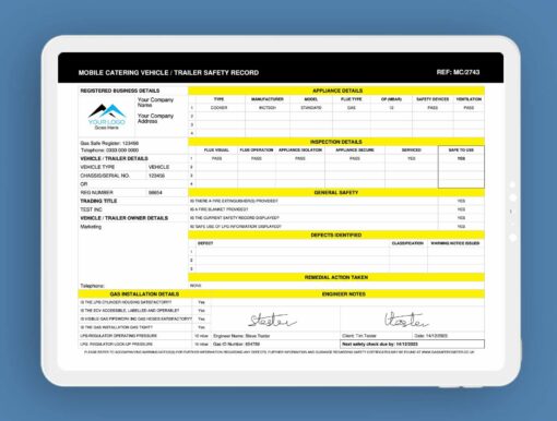 Mobile Catering Vehicle - Trailer Safety Record ServiceM8 Form - Digital Product