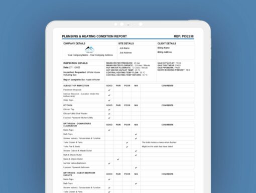 Plumbing Condition Report - ServiceM8 Form - Digital Product - Page 1