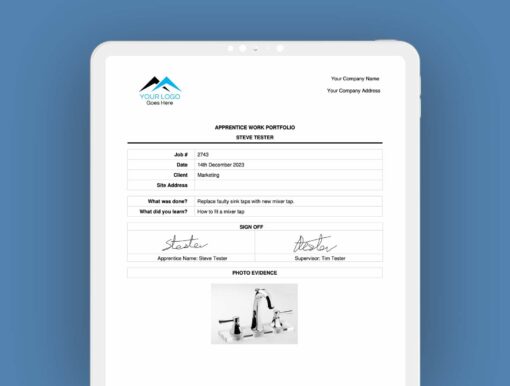 Apprentice Work Portfolio Report - ServiceM8 Form - Digital Product