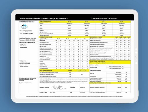 CP15 - Plant Service Inspection Record ServiceM8 Form - Digital Product