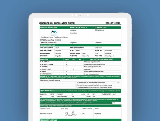CD12 Landlord Oil Installation Check - ServiceM8 Form - Digital Product