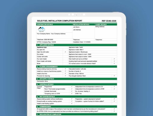 CD80 - Solid Fuel Installation Completion Report - ServiceM8 Form - Digital Product