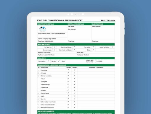 CD81 Solid Fuel Commissioning and Servicing Report - ServiceM8 Form - Digital Product