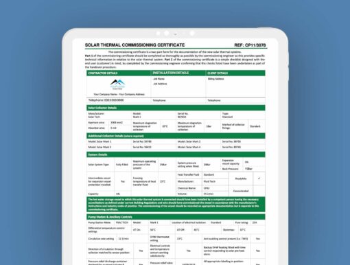 CP11 - Solar Thermal Commissioning Certificate - ServiceM8 Form - Digital Product