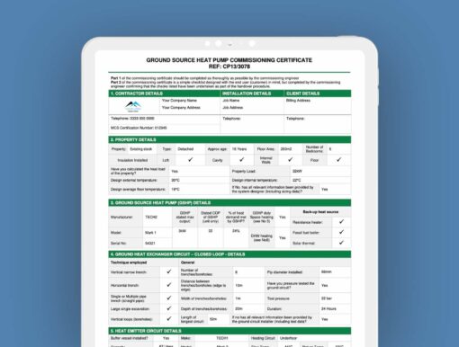 CP13-Ground Source Heat Pump Commissioning Certificate ServiceM8 Form - Digital Product