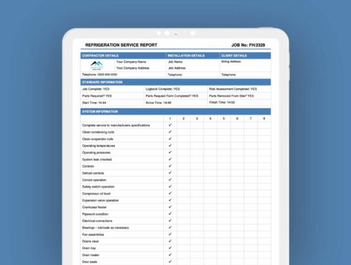 Refrigeration Service Report - ServiceM8 Form - Digital Product