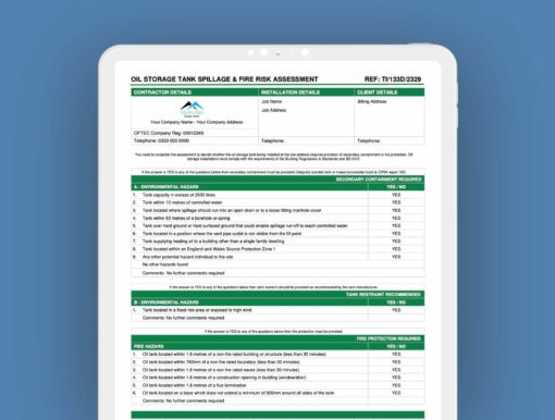 TI133D-Oil Storage Tank Spillage and Fire Risk Assessment ServiceM8 Form - Digital Product