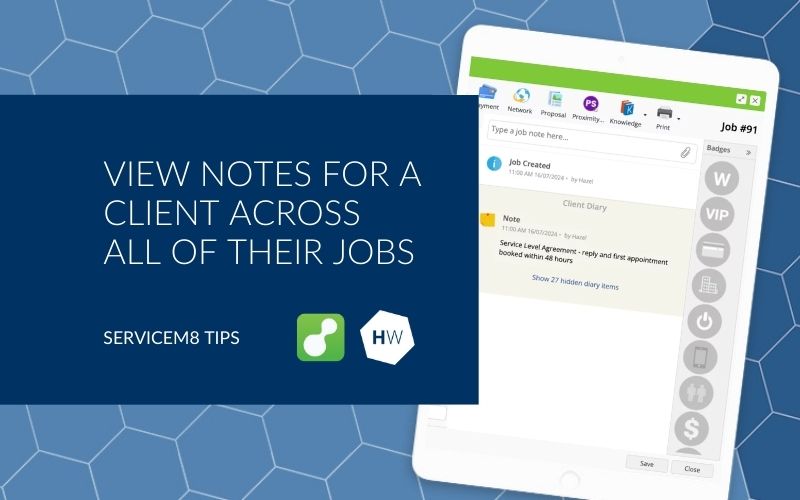 Use the Client Diary to view notes for that client across ALL of their jobs