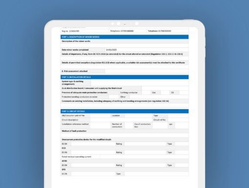 Minor Electrical Installation Works Certificate 2025