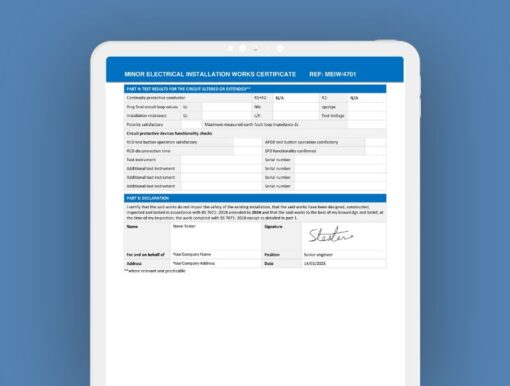 Minor Electrical Installation Works 2025 Certificate ServiceM8 Form - Image 3